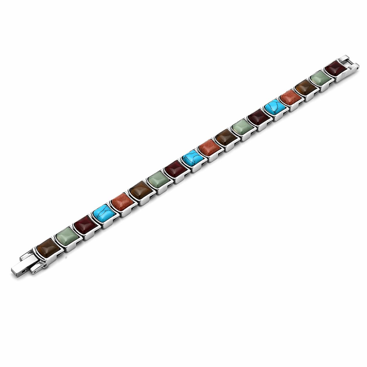 38 Elegant Stainless Steel Blue zircon Magnetic Bracelet for Women Magnetic Functions with Free Link Removal Tool Mother's gift (Color Inlay)