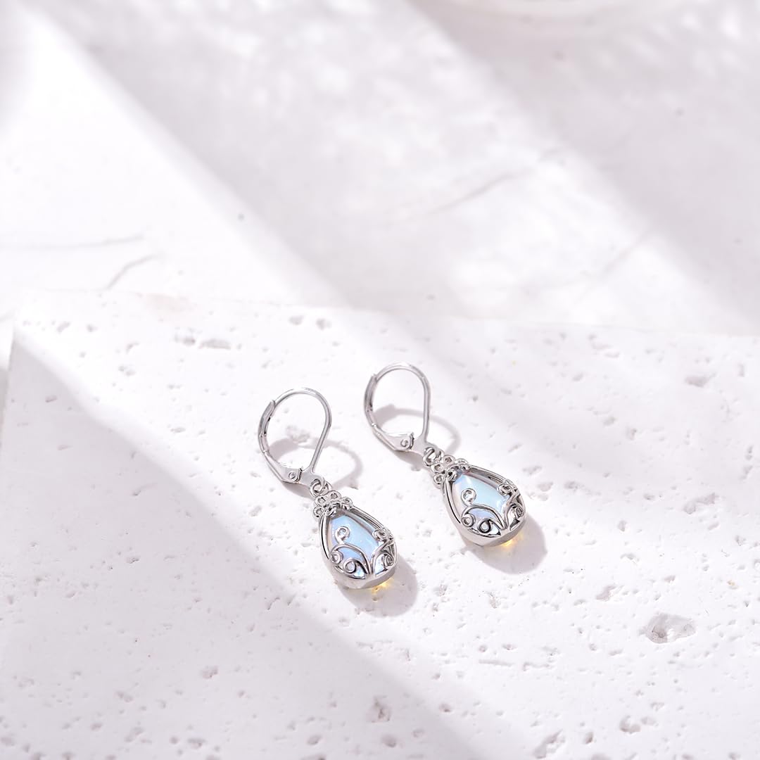 TALYKONG Moonstone Earrings for Women Teardrop Leverback Dangle Earrings for Women(moonstone teardrop)