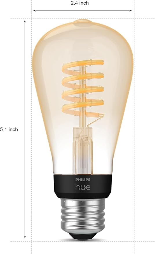 Philips Hue Smart 40W ST19 Filament LED Bulb - White Ambiance Warm-to-Cool White Light - 4 Pack - 550LM - E26 - Indoor - Control with Hue App - Works with Alexa, Google Assistant and Apple Homekit