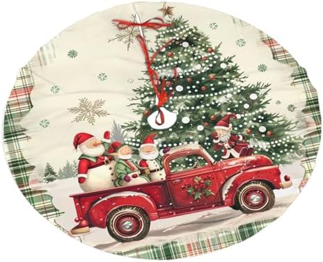 36 Inch Christmas Tree Skirt, Farmhouse Merry Xmas Holiday Home Decor