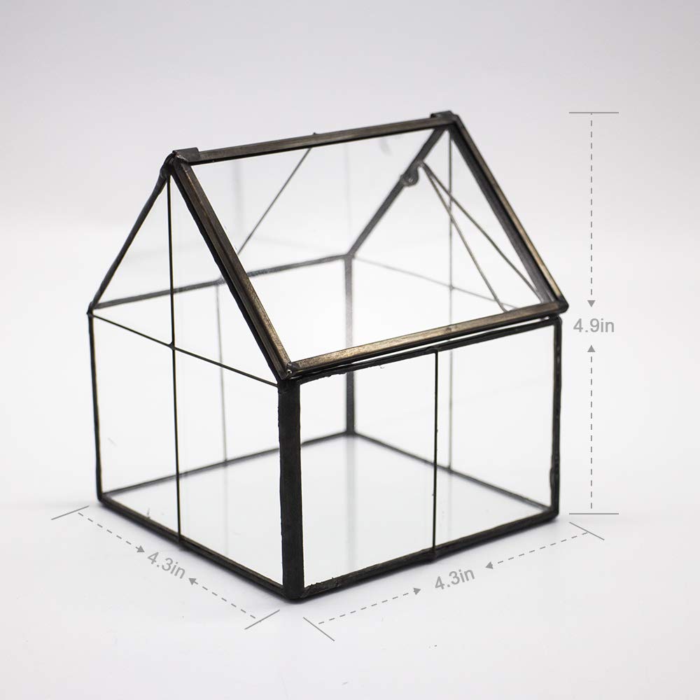 Ferrisland Glass Plant Terrarium Container Wardian Case Indoor Small Succulent Terrarium Planter w/Door for Tabletop Decor DIY - 4.9"x4.3"x4.3"