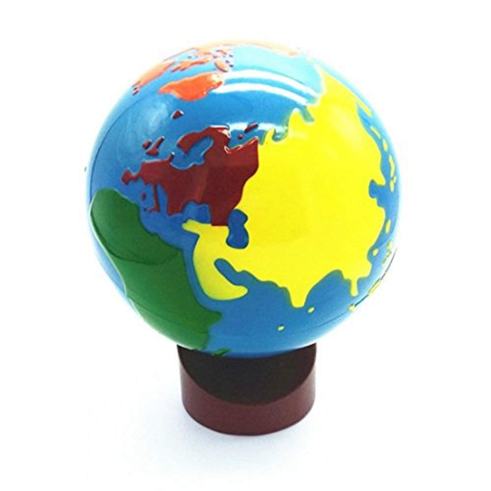 Baby Earth Globe Toys Montessori Earth Globe Plastic and Wood Material Learn To Know World Children Early Learning Teaching Aids (white)