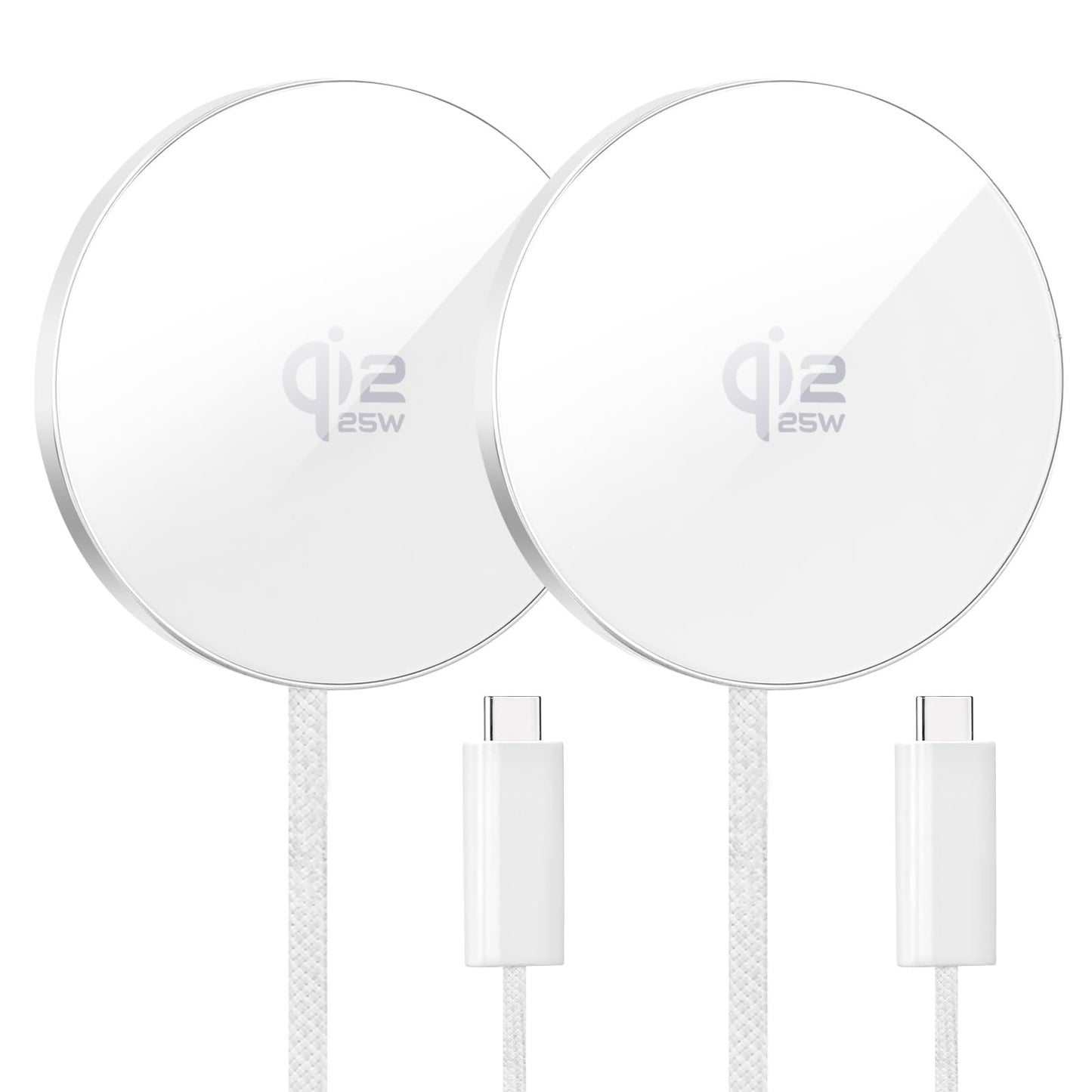 Wireless Charger 2Pack 25W Qi2 Magnetic Wireless Charger for iPhone 17/16/15/14/13/12 Pro Max, Air pods 4-2Pro, Samsung Galaxy, Google Pixel, and More, Lightweight for Travel Home Office Desk (White)
