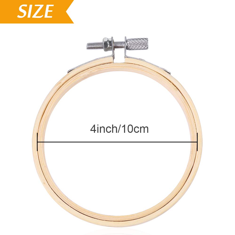 Pllieay 12 Pieces 4 Inch Embroidery Hoops Bamboo Circle Cross Stitch Hoop Ring for Embroidery, Art Craft Handy Sewing and Home Decoration