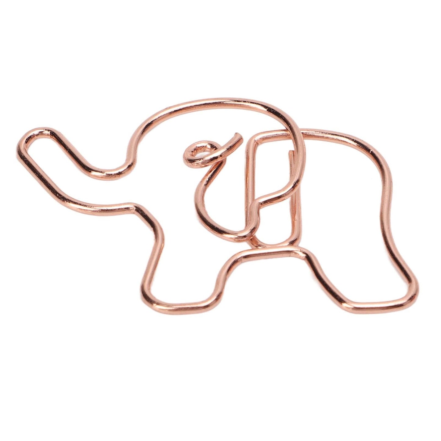 100PCS Rose Gold Cute Paper Clips, Smooth Steel Wire Paperclips Elephant Shaped Paper Clips Decorative Paperclips for Office School Supplies