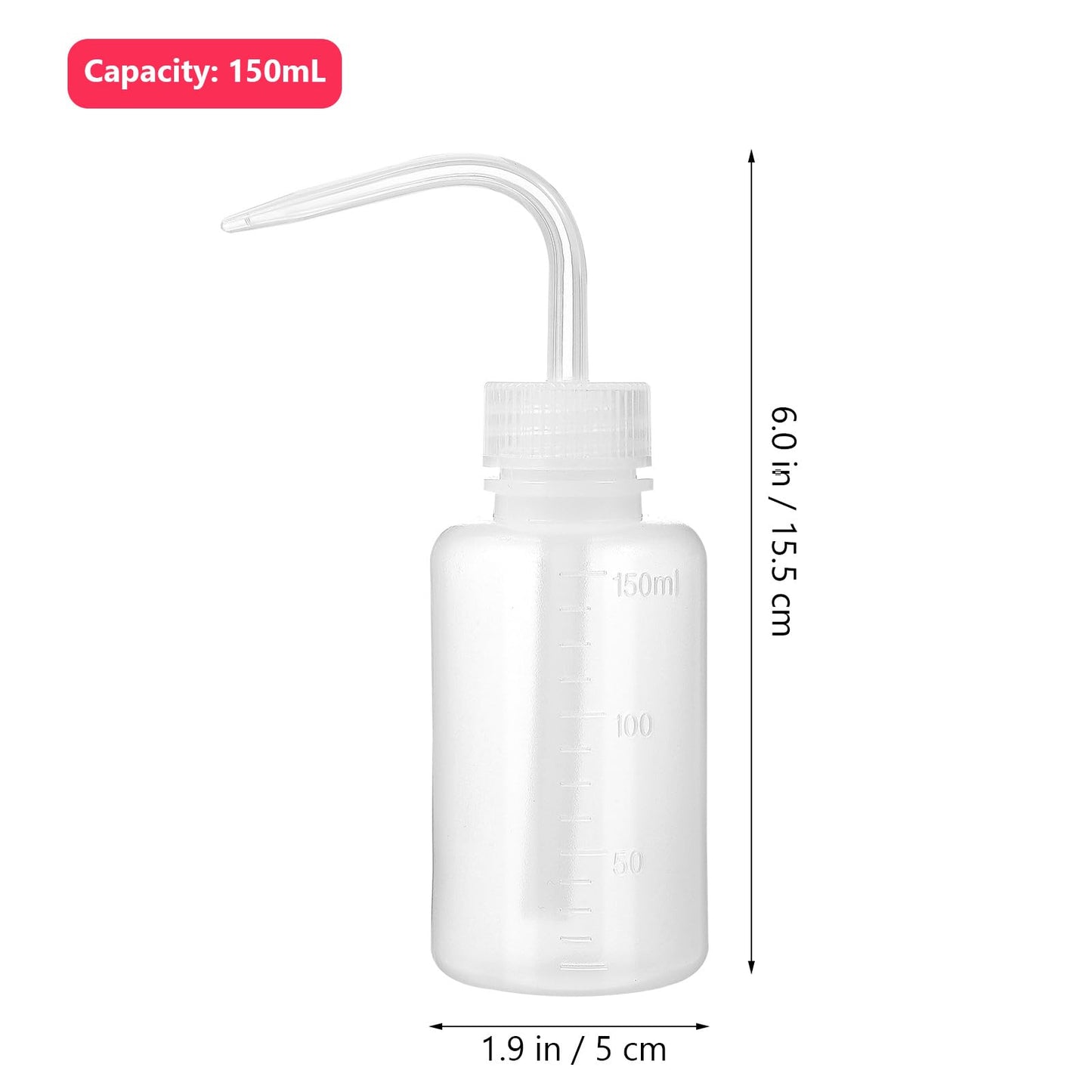 TOPPERFUN 6Pcs 150Ml Lab Wash Bottles Small Squeeze Bottles for Succulent Plant Watering Tattoo Supplies and Laboratory Use with Precise Nozzle