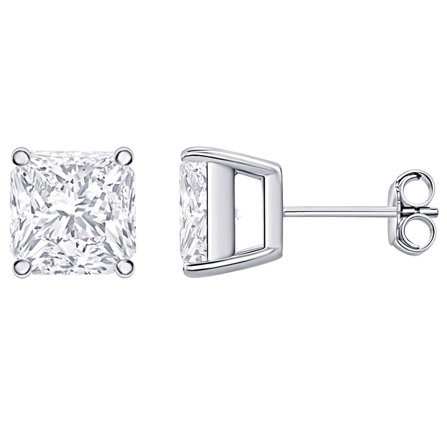14K White Gold 0.5 Carat Princess Shape LAB GROWN Diamond IGI Certified Stud Earrings for women 4 Prong Push Back (E/F Color VS2/SI1 CLARITY)