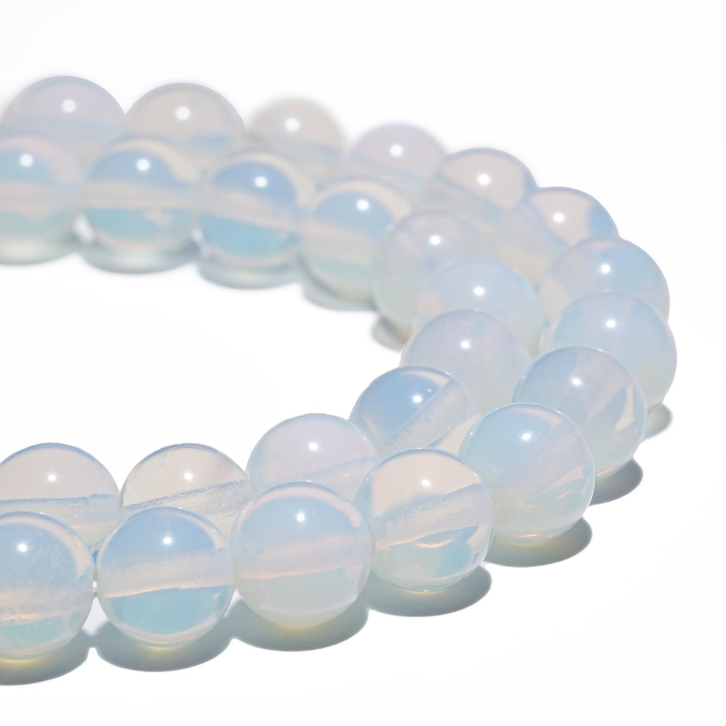 10mm Natural White Opal Gemstone Beads Polished Round Smooth Stone Beads for Bracelets Jewelry Making 15inch Loose Beads