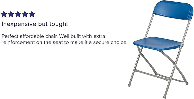 Flash Furniture Hercules™ Series Plastic Folding Chair - Blue - 2 Pack 650LB Weight Capacity Comfortable Event Chair-Lightweight Folding Chair