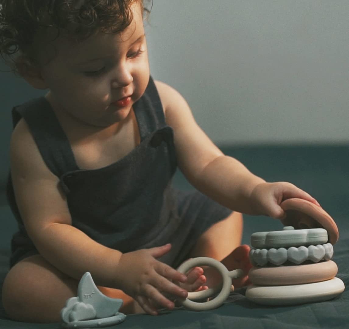 Moonkie Baby Toy Bundle | Stacking Cups & Rings + Koala Silicone Teether | 3-in-1 Educational & Teething Set for Babies 6-12 Months | Soft BPA-Free Silicone Toys for Learning, Teething & Play