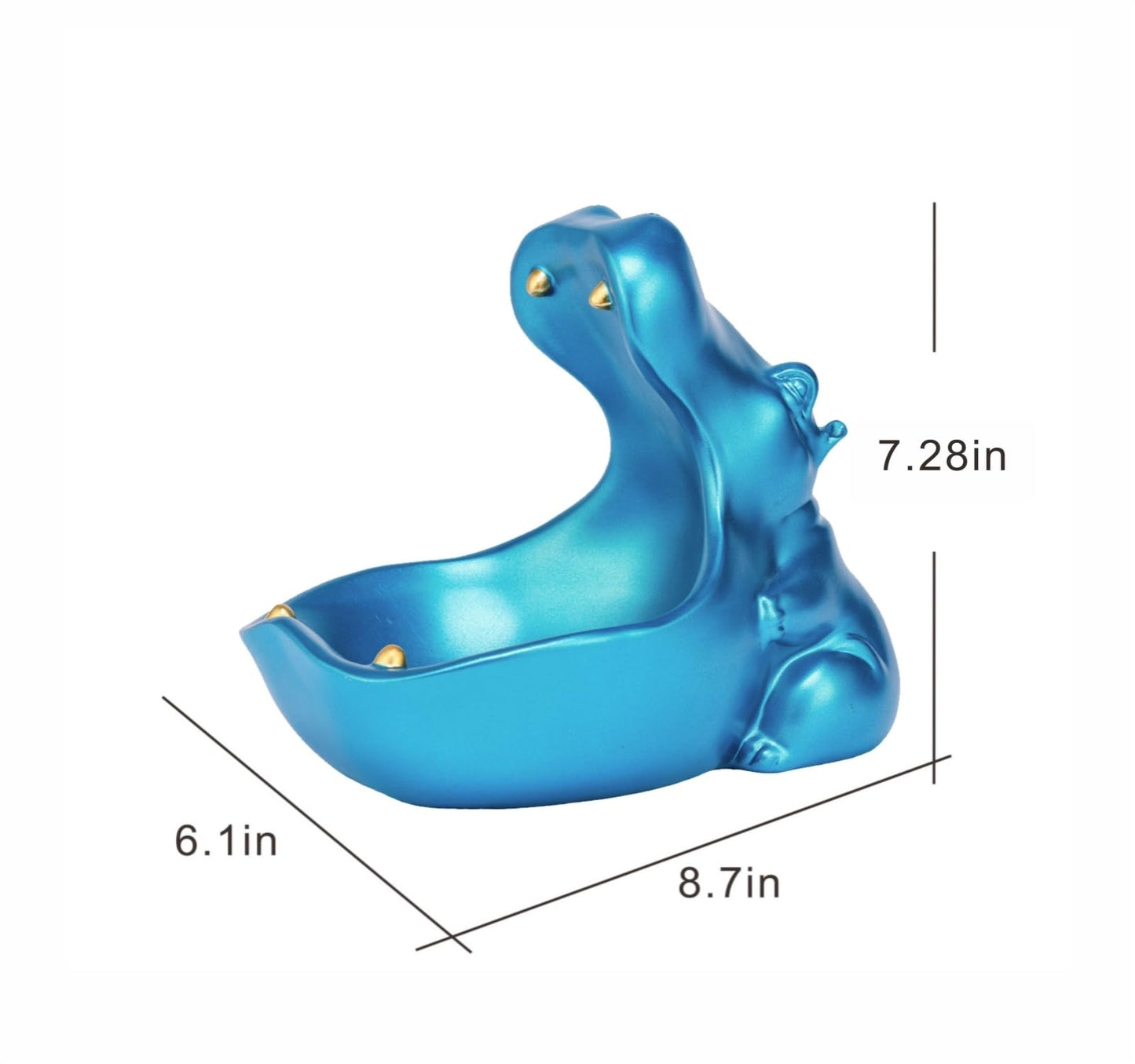 ZMLOOK Hippo Statue, Hippo Resin Furniture Ornament Sculpture, Suitable for Home Decor, Desktop Hippo Candy Bowl, Entryway Table Storage Vessel, Storage Box (Blue)