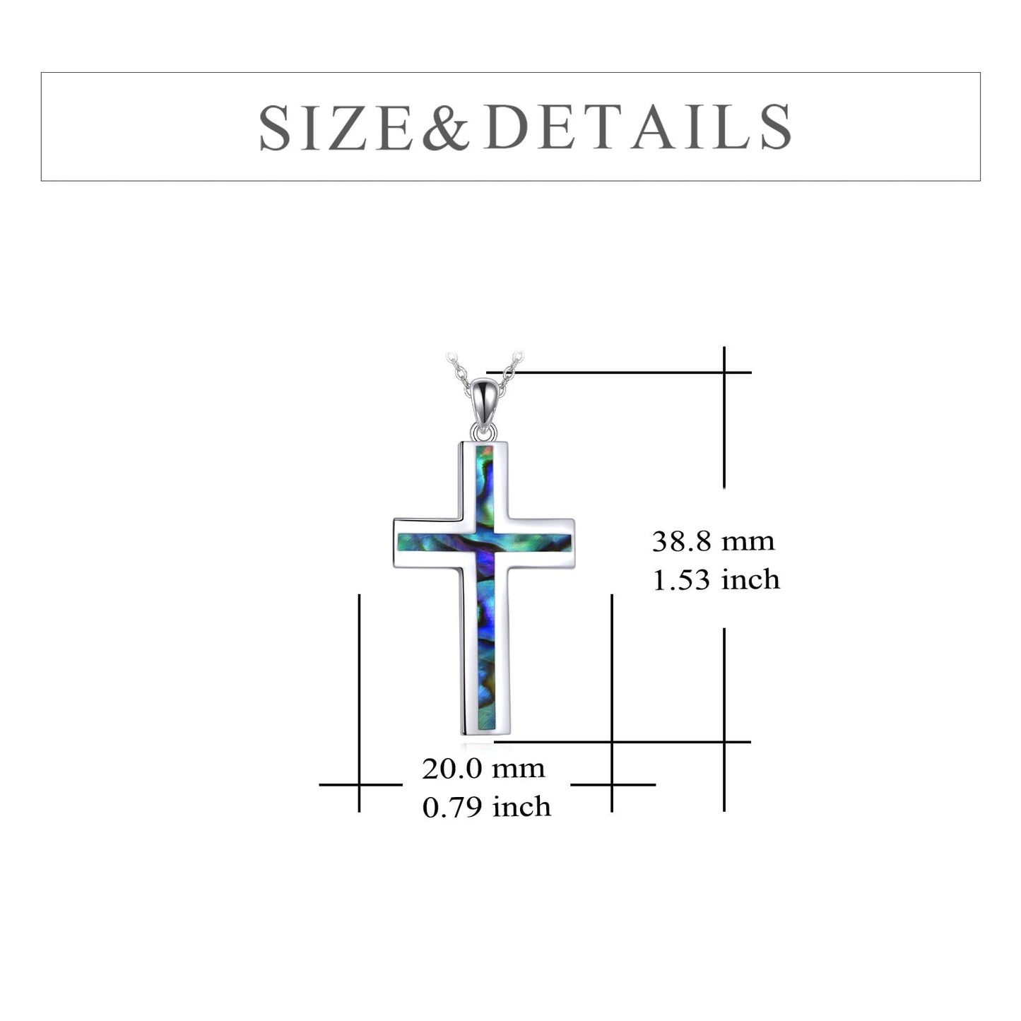 YFN Cross Necklace Sterling Silver Abalone Shell Cross Pendant Religious Jewelry Gift for Women Men