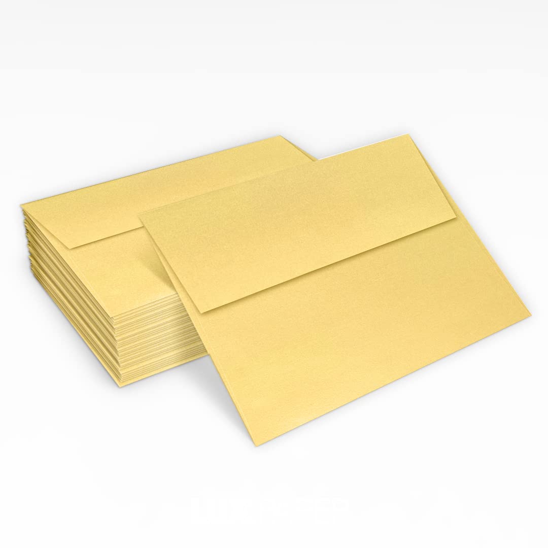 LUXPaper A2 Invitation Envelopes | Peel & Press | 4 3/8" x 5 3/4" | Gold Metallic | 80lb. Text | 50 Qty
