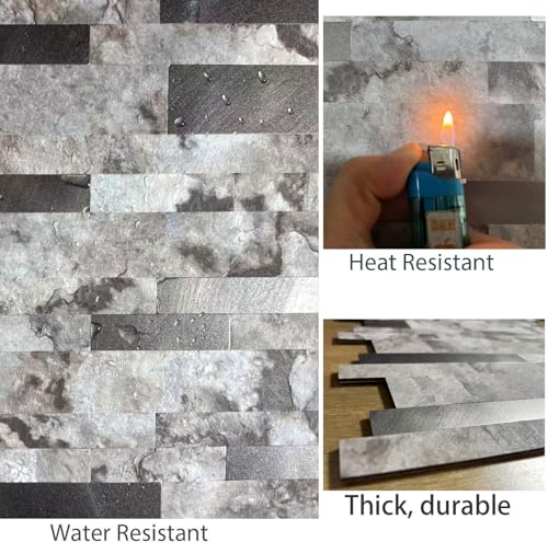 10-Sheet Peel and Stick Backsplash Tile, PVC Mixed Meta,l Stick on Kitchen, Bathroom Vanities, Fireplace Décor, Laundry Table(11.2" X 12.7") (10, Darken Coffee+Frosted Grey) - color: Darken Coffee+Frosted Grey