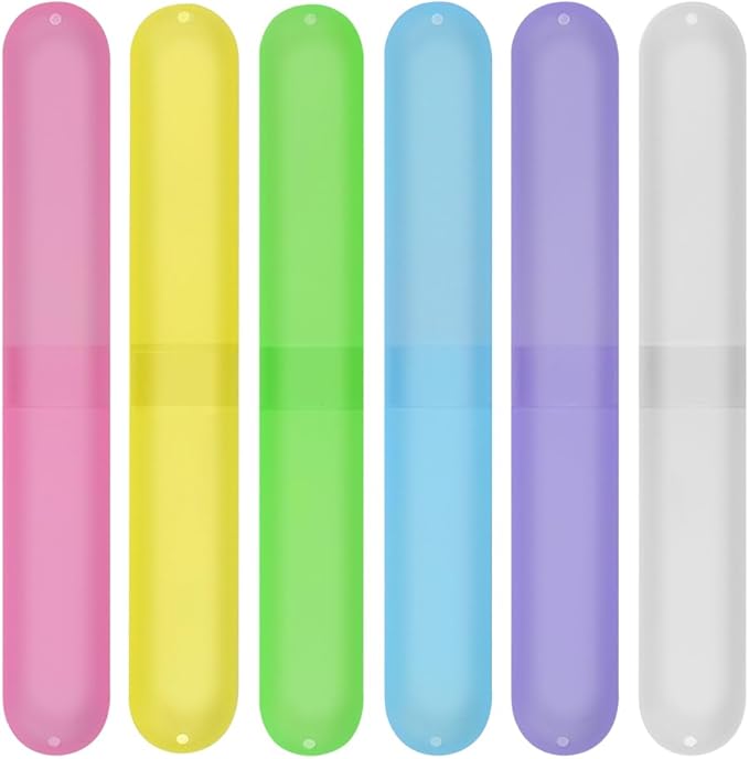 48PCS Plastic Toothbrush Case Six Colors Portable Dust-proof Toothbrush Cases Toothbrushes Holder for Daily and Travel Use (48)