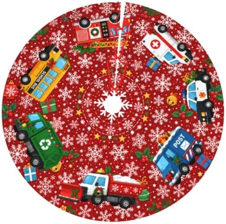 Christmas Car Christmas Tree Skirt Xmas Tree Skirt, Winter Christmas Tree Mat for Home Party Holiday Indoor Outdoor Decorations