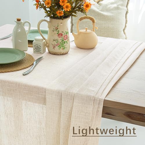 Natural 100% Polyester Textured Rectangle Tablecloth, Slubby Lightweight Table Cloth 60 x 84 Inch, Water Resistant Stain Resistant Farmhouse Burlap Table Cover for Kitchen Dining Room - color: Natural, size: 84" x 60" (Rectangular) (1 Pack)