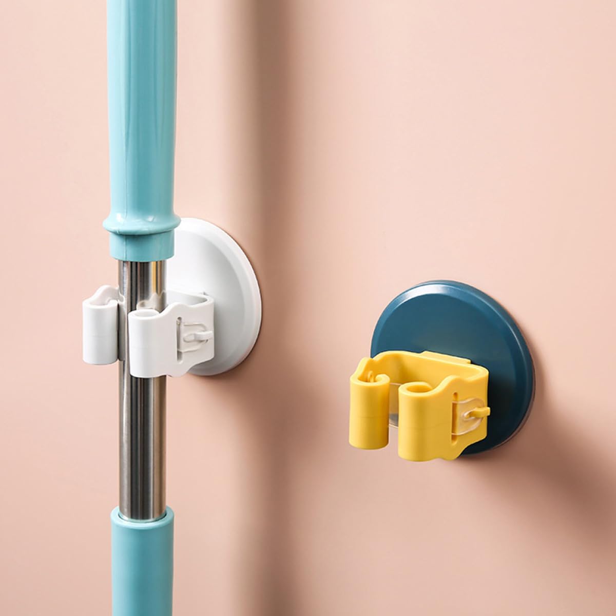 3pcs White Suction Cup Mop Broom Holder Wall Mount