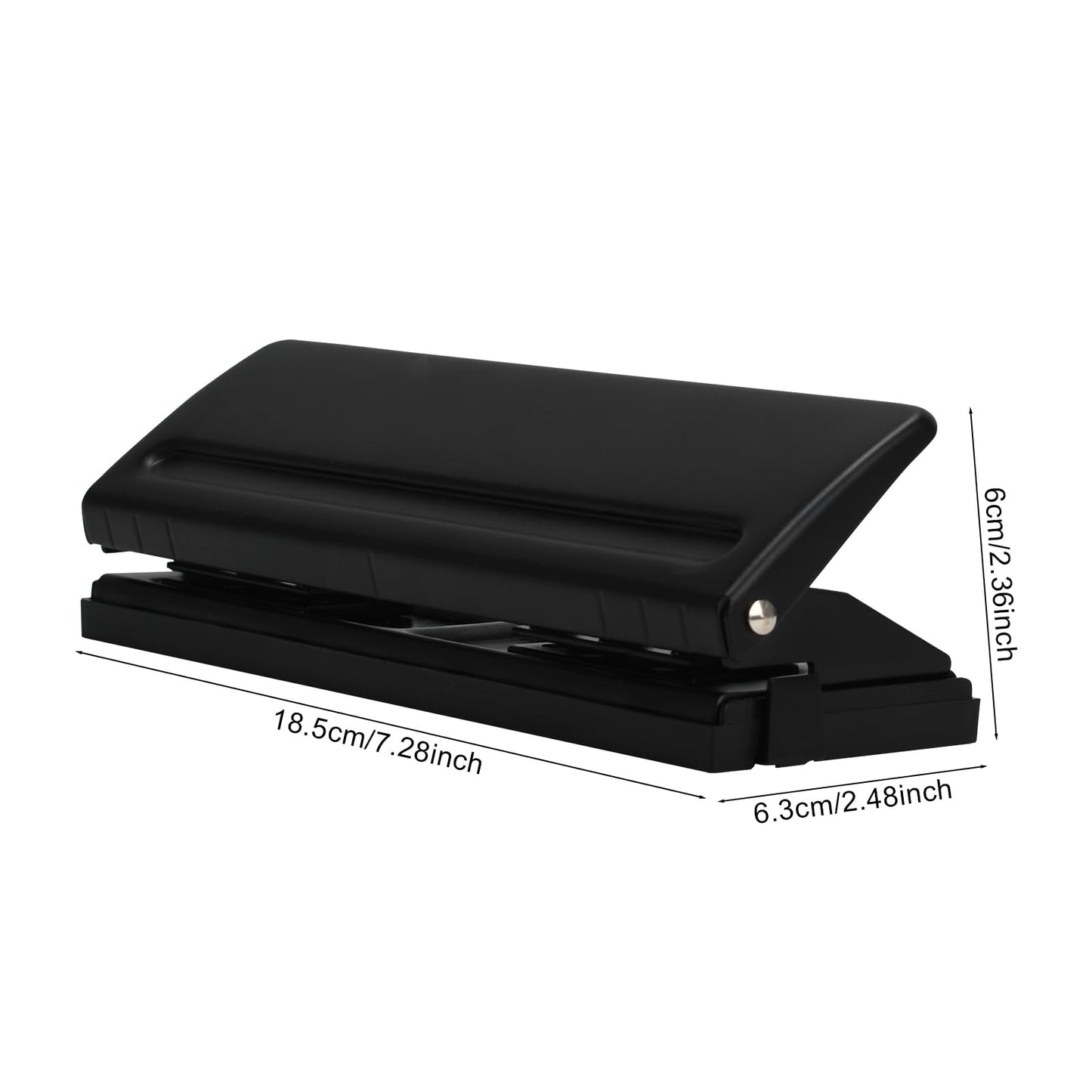 Adjustable 6-Hole Punch - Metal Hole Puncher for A4/A5/A6, Personal & Pocket Planners - 6-Ring Binder Puncher 6-Sheet Capacity, Non-Slip Base, with Ruler & Hole Guide (Black)