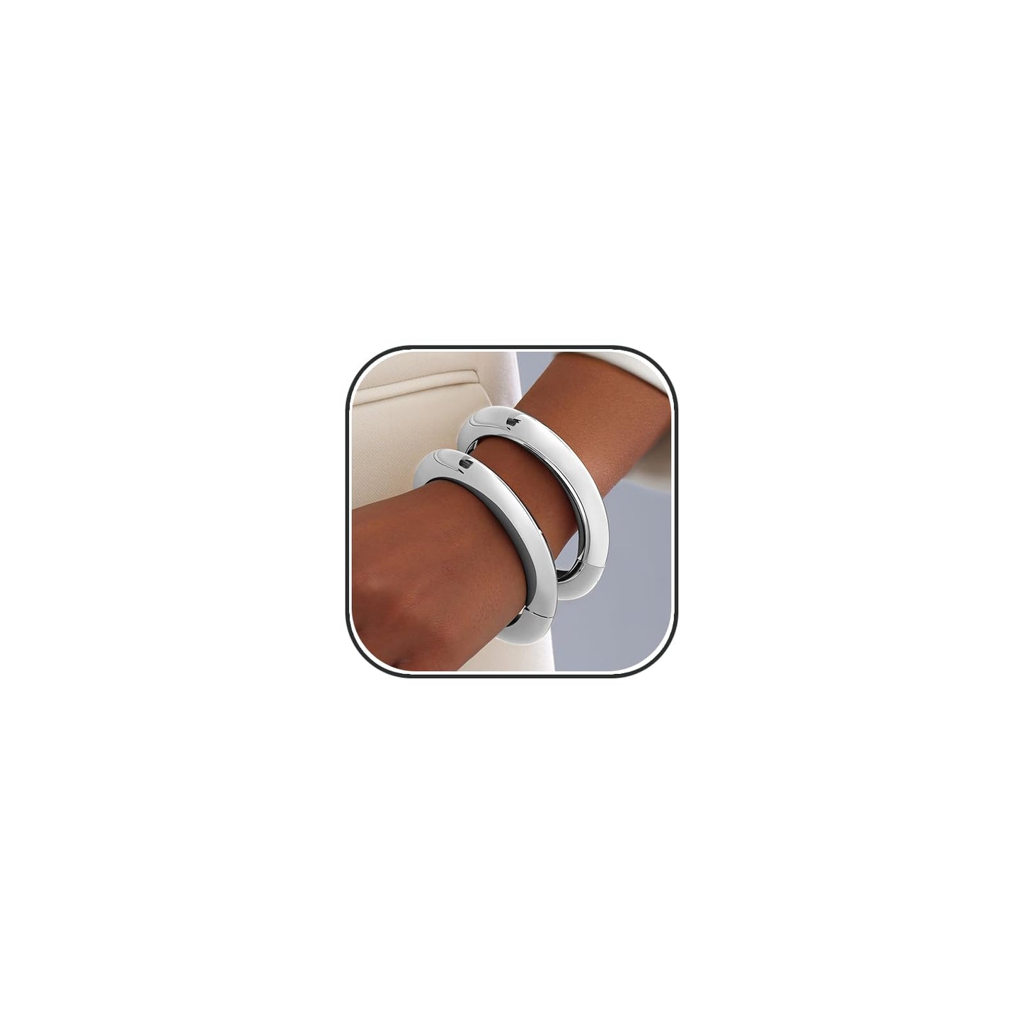 AYWFCBF Silver Bangles for Women, Trendy Bracelet Stack 2pcs Hinged Open Cuff Silver Bracelets for Women