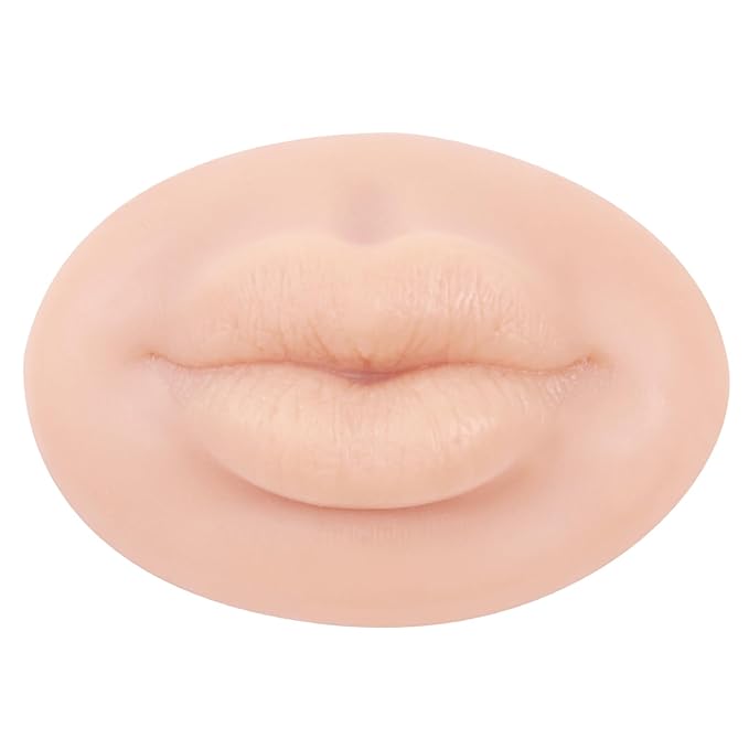 3D Silicone Fake Lips Large with Lipstick for Makeup Tattoo Practice Realistic Artificial Lip Mannequin for Beginners Artists (Thick Big Lip,Fair Skin)