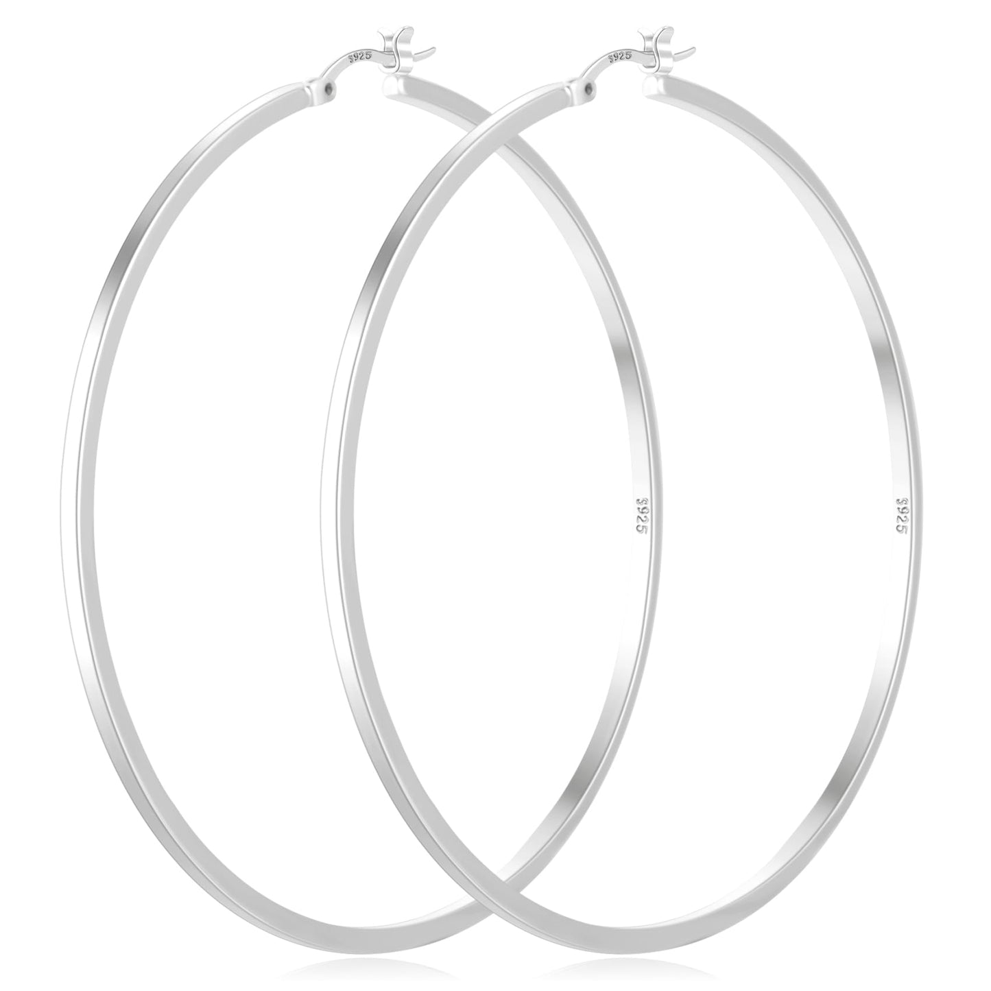 PABBEU 925 Sterling Silver Hoop Earrings Hypoallergenic Silver Hoop Earrings Lightweight Large Hoop Earrings for Women with 925 Sterling Silver Post 20/30/40/50/60/70mm