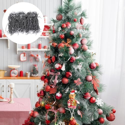 Cabilock 500pcs Locking Ornament Hooks with Cotton Twine, Ornament String Hangers for Christmas Tree Decorations, Holiday Party Hanging Accessories