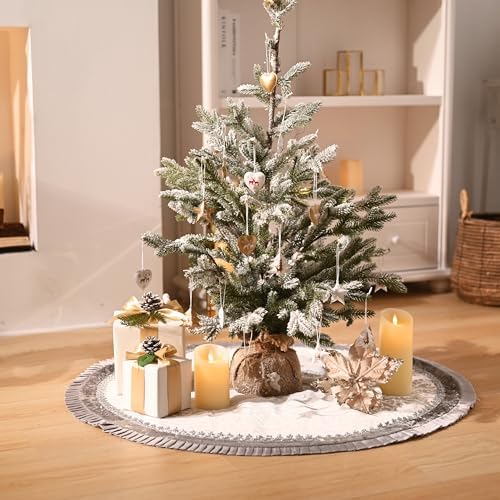 Valery Madelyn 60 Inch Sliver Christmas Tree Skirt for Tree Decorations