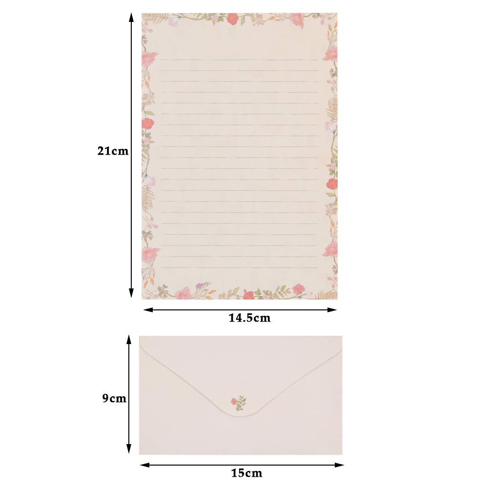 Stationery Letter Paper and Envelopes Set, 60 Sheets Cute Letter Writing Paper & 30 Lovely Envelopes, 10 Different Flora and Fauna Printed Design, Double-sided Printing, A5 Size