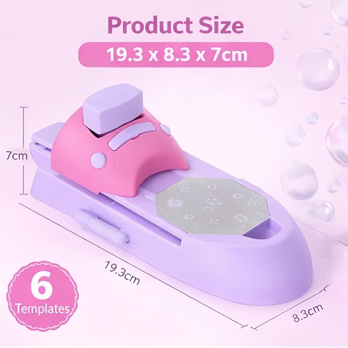 Professional Nail Art DIY Pattern Printing Machine Stamper Nail Printer Manicure Tools Plastic Durable Odorless for Salon Home Use 19.3 x 8.3 x 7cm 6 Templates
