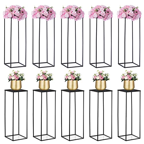 Nuptio Black Vases - 10pcs, 31.5" Tall for Wedding & Party Centerpieces - color: Black, size: 31.5 inch - 10 PCS