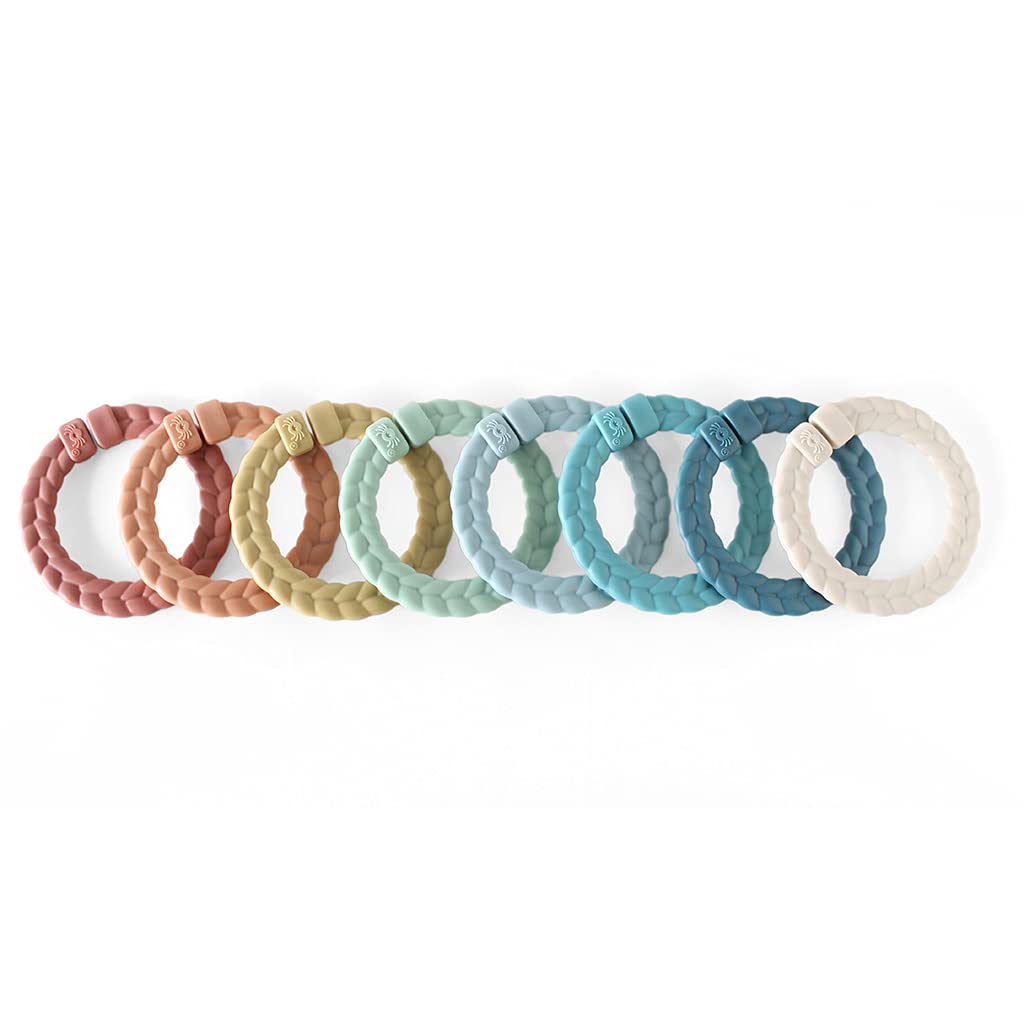 Itzy Ritzy Linking Ring Set – Set of 8 Braided, Rainbow-Colored Versatile Linking Rings – Attach to Baby's Car Seat, Stroller & Activity Gym to Keep Toys Nearby – Rainbow