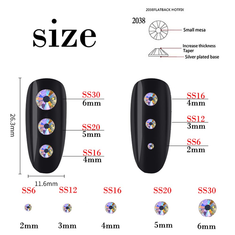 500 Pieces SS30 6mm Flatback Rhinestones Clear Glass Round Gems Crystals for Nail Art DIY Crafts Clothes Shoes Bags （Light Green）
