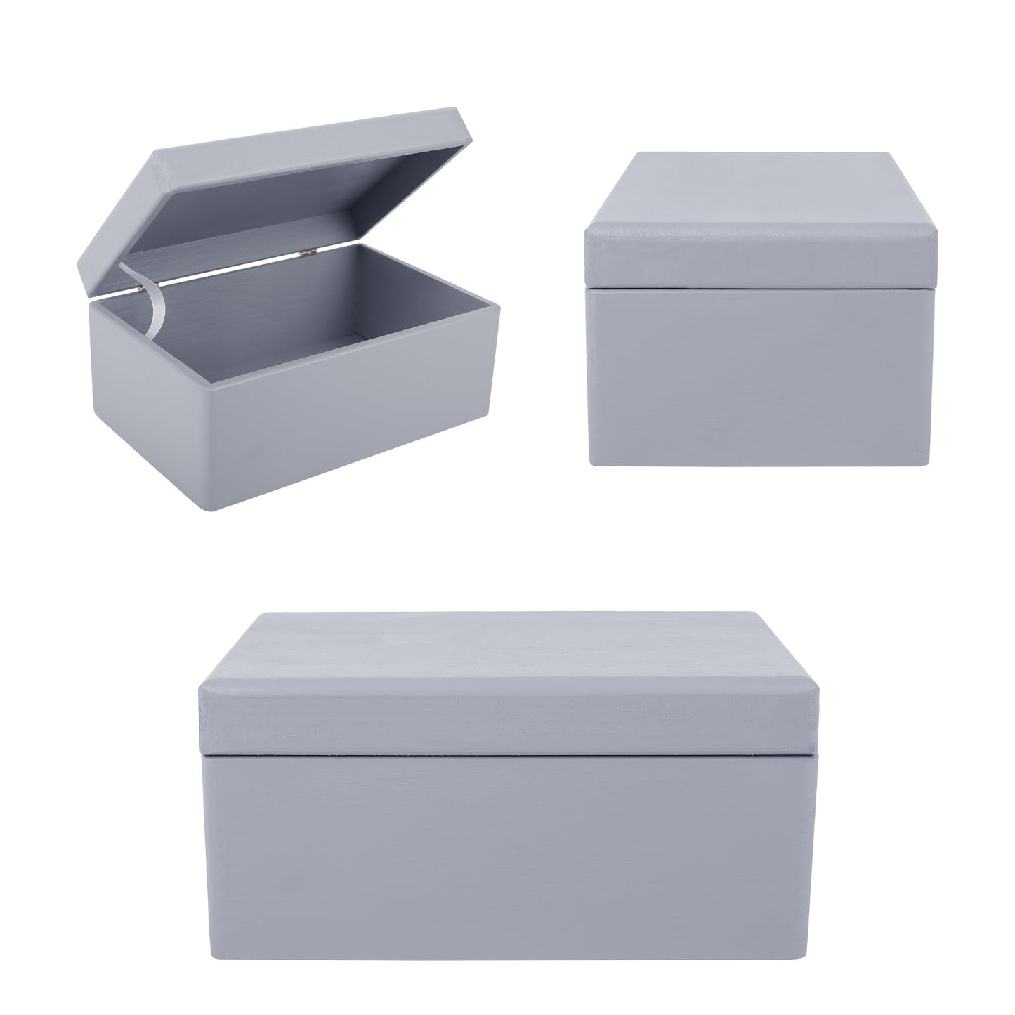 Creative Deco Large Gray Wooden Box Storage with Hinged Lid | 11.8x7.87x5.51in (+-0.5) | Keepsake Gift Box for Tool Dog Toy Kitchen Storage | ROUGH UNSANDED Wood Chest Trunk