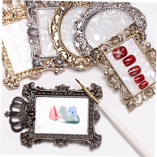 2 Pcs Nail Art Palette Nail Mixing Palette Polish Color Mixing Plate Golden Edge Nail Holder Display Board Cosmetic Mixing Tools (Gold) - color: Glod/Two Pieces