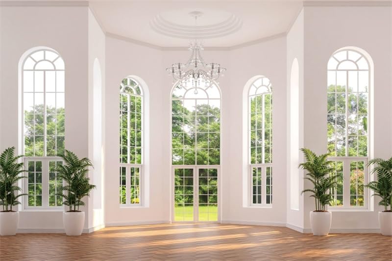 Renaiss Fabric Windows Scenery Backdrop Interior Room Balcony Sunshine Living Room Photography Background Office Zoom Meeting Video Conference Backdrop Photo Studio Props 6x4ft - color: XH004, size: 6Wx4H FT