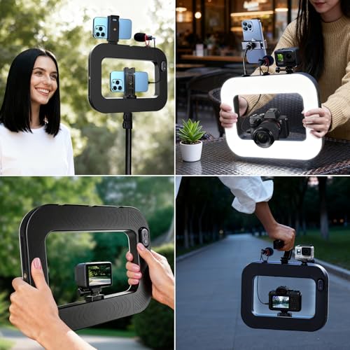 yAyusi Cell Phone Light for Video Recording, Handheld Phone Stabilizer with Light, 8000mAh LED Selfie Phones Ring Light with Phones Holder, Smartphone Video Rig for Camera, Action Camera, Vlog, TikTok - size: Universal