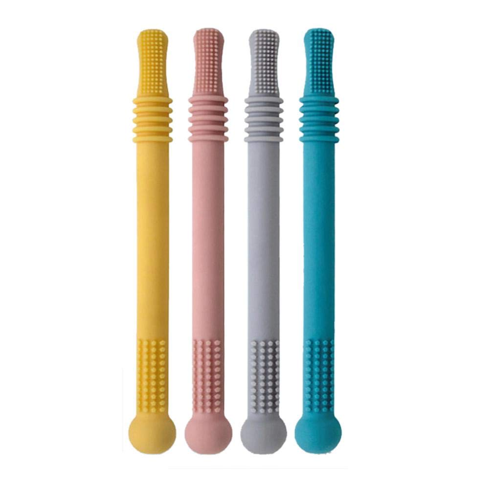 Stylebest Hollow, Silicone Baby Teething Toys Chew Straw for Infants 0-6 Months, with Soft Massage Teeth and BPA Food Grade Material (Mixed Color)