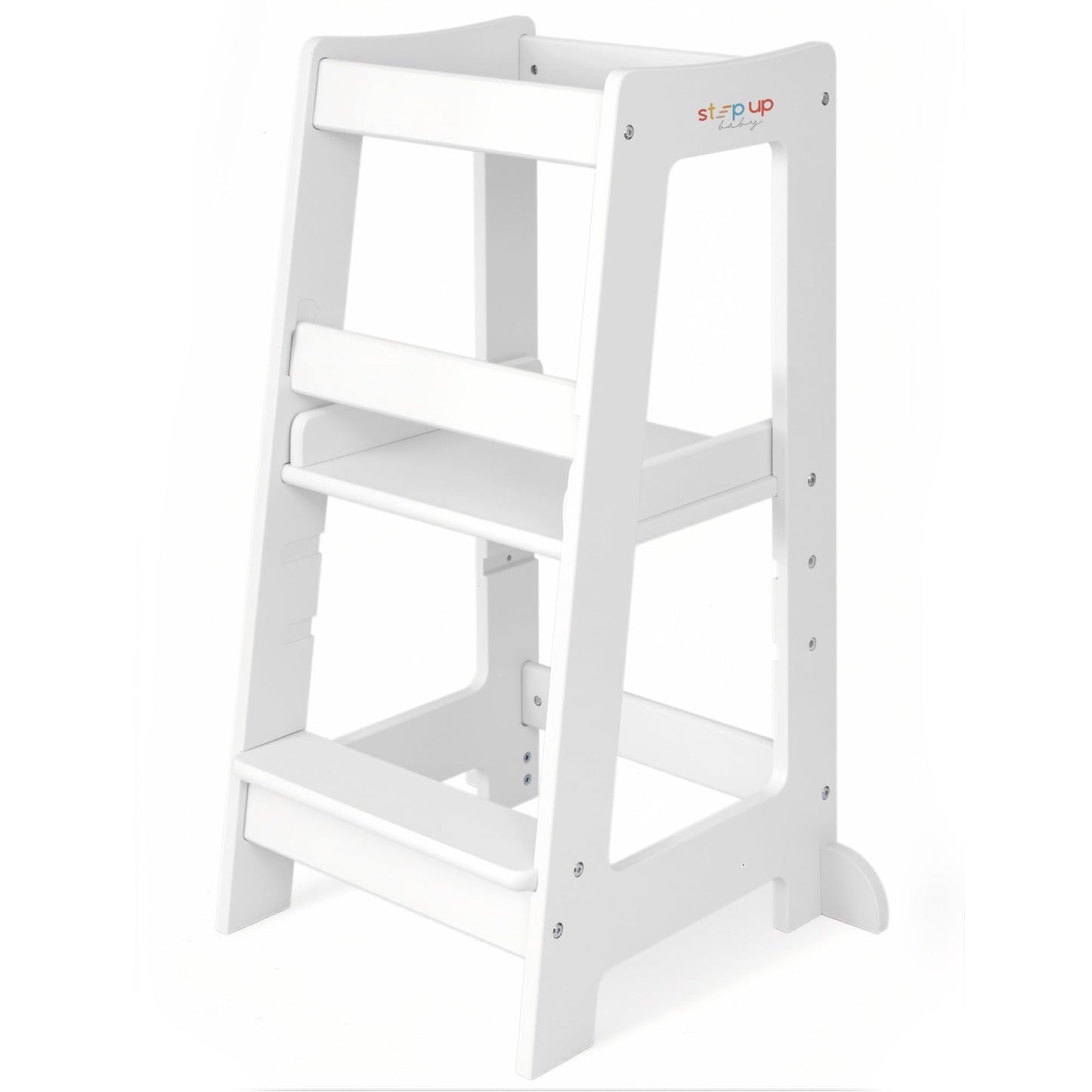 Stepup Baby Toddler Step Stool - Adjustable Height Kids Helper Step Stool, Durable, Non-Slip Platform for Bathroom Sink & Kitchen Counter, Toddler Tower for Exploration and Growth - White