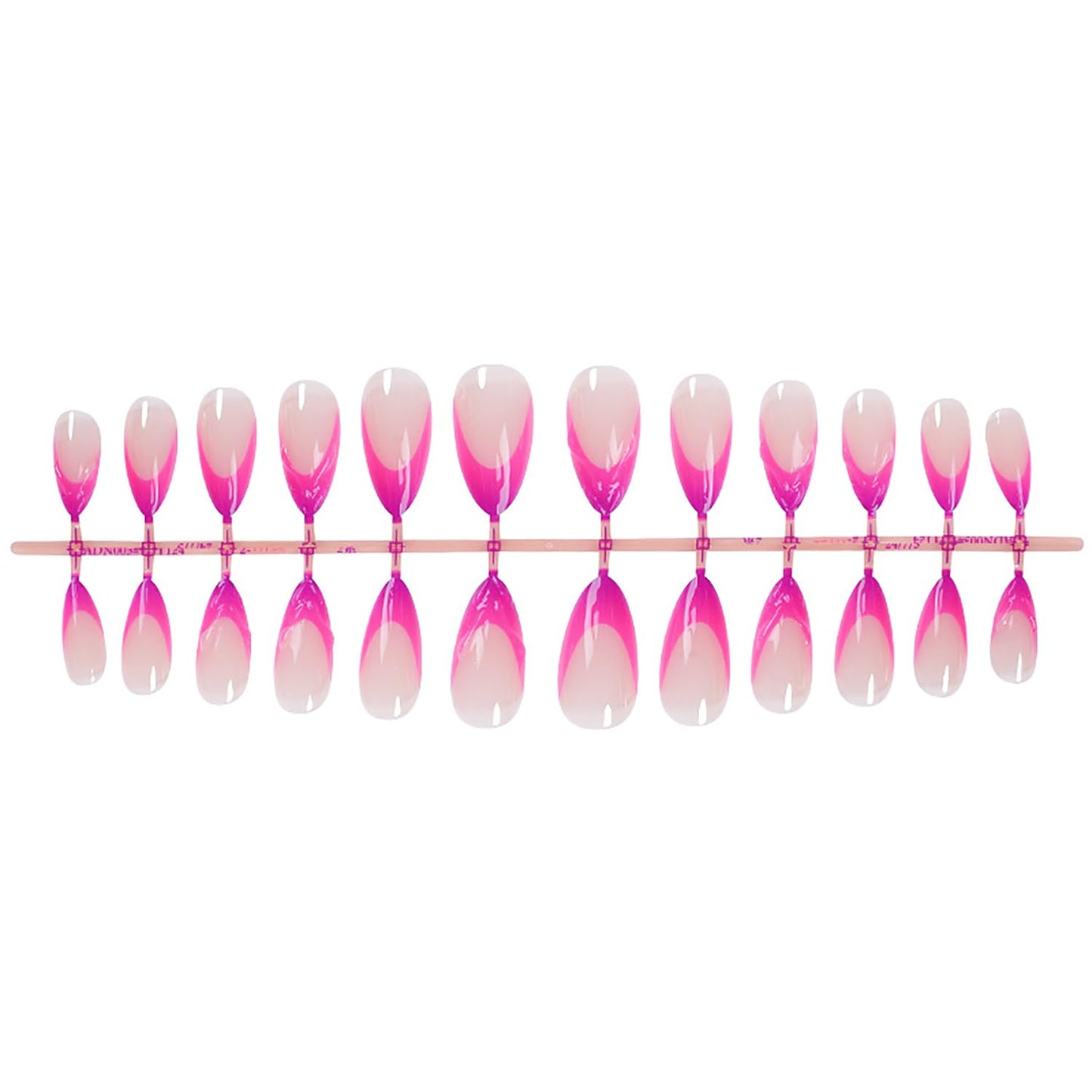 24 Pcs Almond Press on Nails Medium Fake Nails Kit Pink French Tip False Nails with 3D Design Almond Nail Tips Acrylic Nails Press ons Glossy Holiday Glue on Nails Reusable Stick on Nails for Women