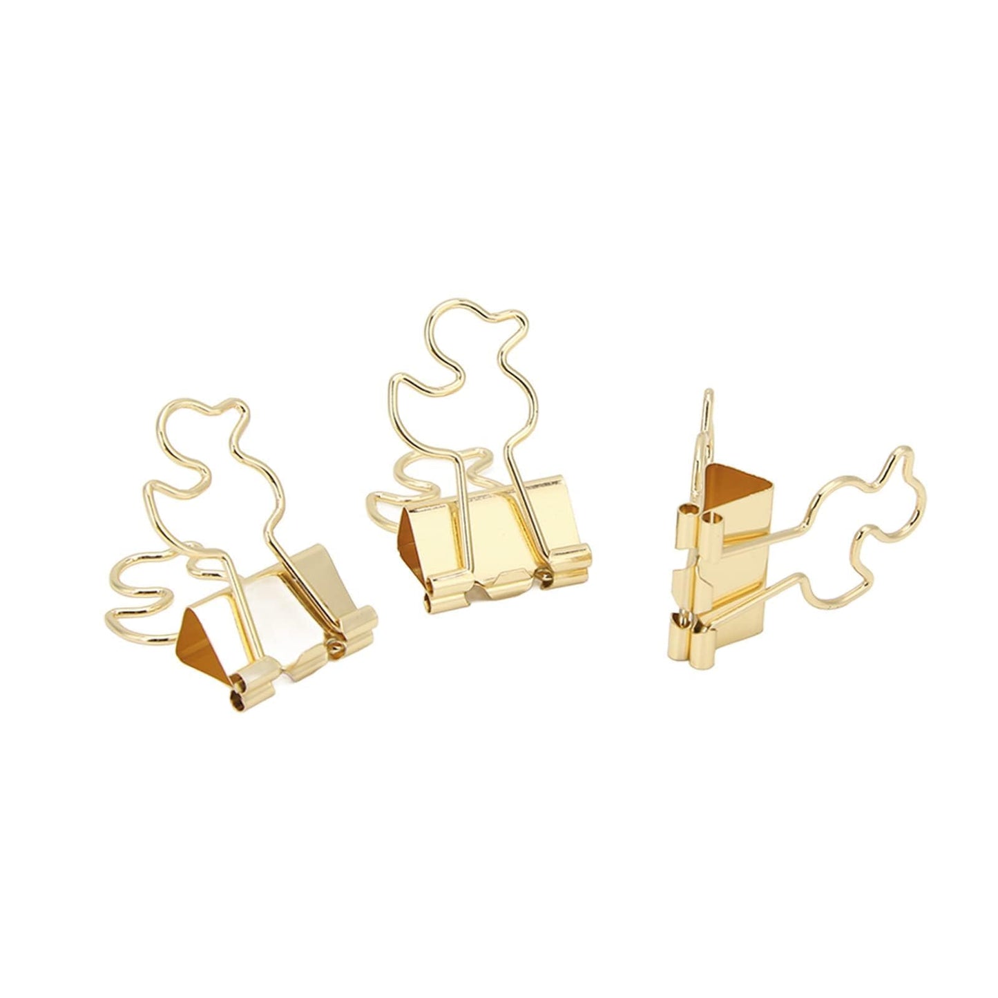 Mini Binder Clips, 20PCS Gold Binder Paper Clips Small Decorative Binder Clips Duck Shaped Binderclips with Storage Box for Planner, Office Desk Supplies