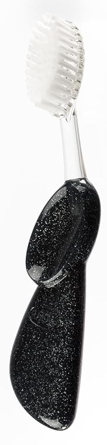 RADIUS Toothbrush Big Brush with Replaceable Head, Left Hand, Soft in Black Sparkle, BPA Free and ADA Accepted, Designed to Improve Gum Health and Reduce The Risk of Gum Disease