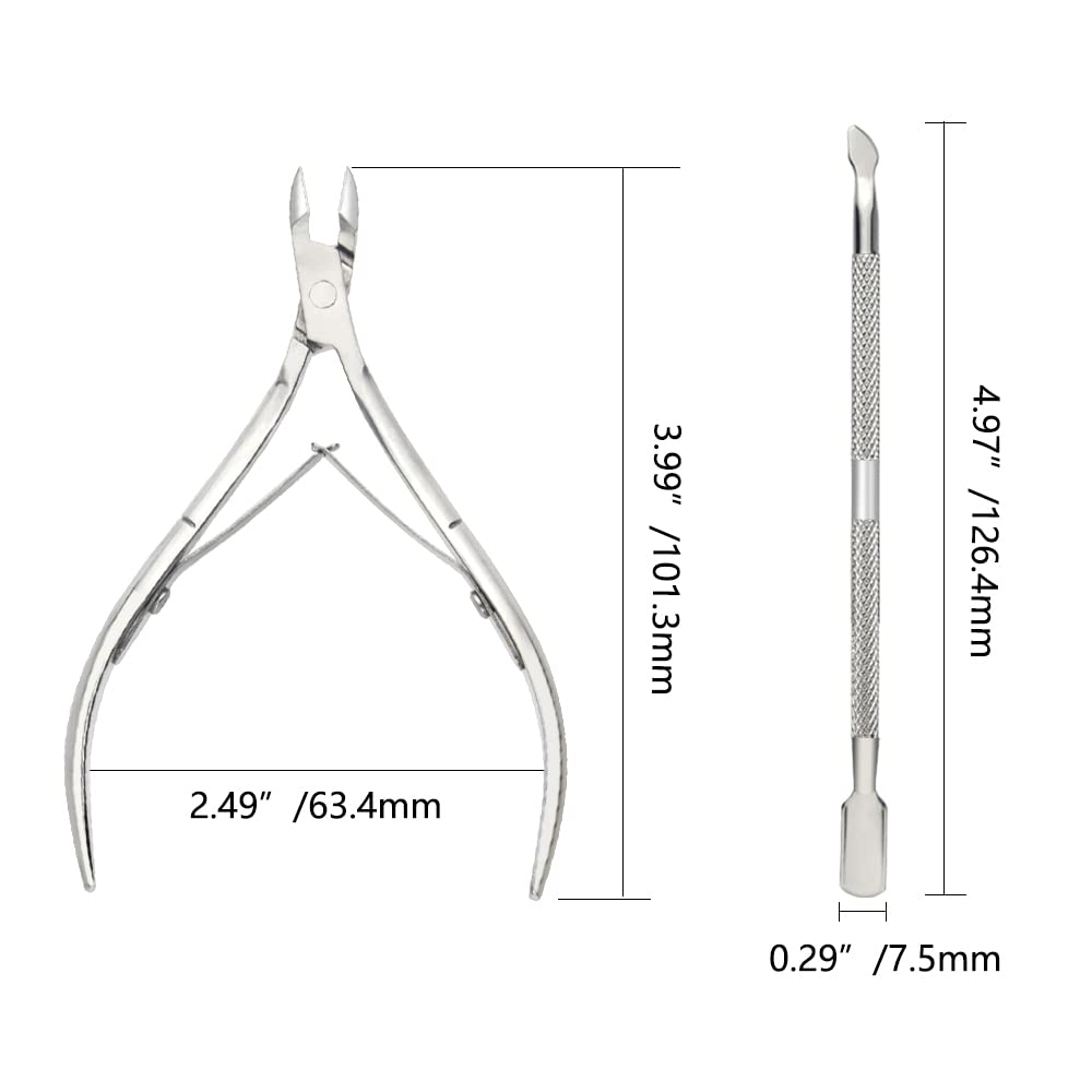 XINMEIWEN 8-Piece Cuticle Trimmer Set - Cuticle Nipper, Remover, Cutter with Pusher - Stainless Steel Nail Tools for Fingernails and Toenails (Silver)