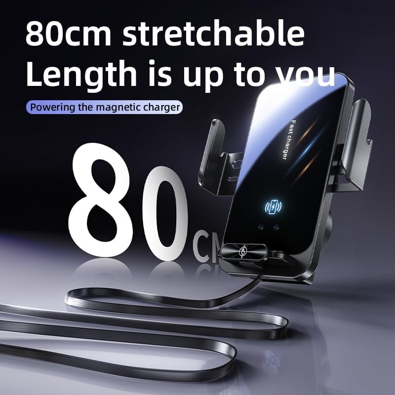 Magnetic Phone Holder Car Wireless Charger, 66W Fast Charging Phone Mount 360 Adjustable Rotatable Auto-Clamping Car Vent for Mount - Dashboard Phone Holder for iPhone/Android/Samsung (Black)