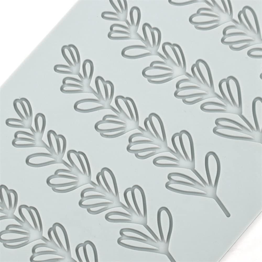 TUKE 3D Hollow Lace Fondant Molds Fruits Leaf Shape Lace Mat Party Cake Decoration Tool Cupcake Mat Silicone Molds for Polymer Clay Chocolate Baking Gummy Mould (Leaf_12x4.4x0.16inch_N)