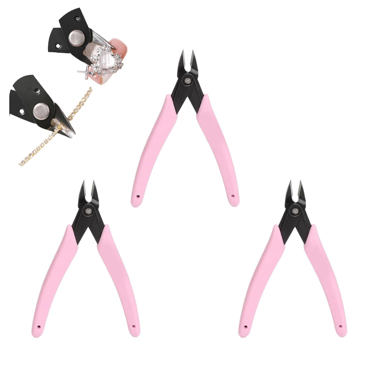 3 Pcs Rhinestone Remover Tool, Nail Art Decoration Remover Crystals Remove Cuticle Cutter Clipper Trimmer Scissors for Small Pieces,Salon and Home DIY Accessory for Manicure