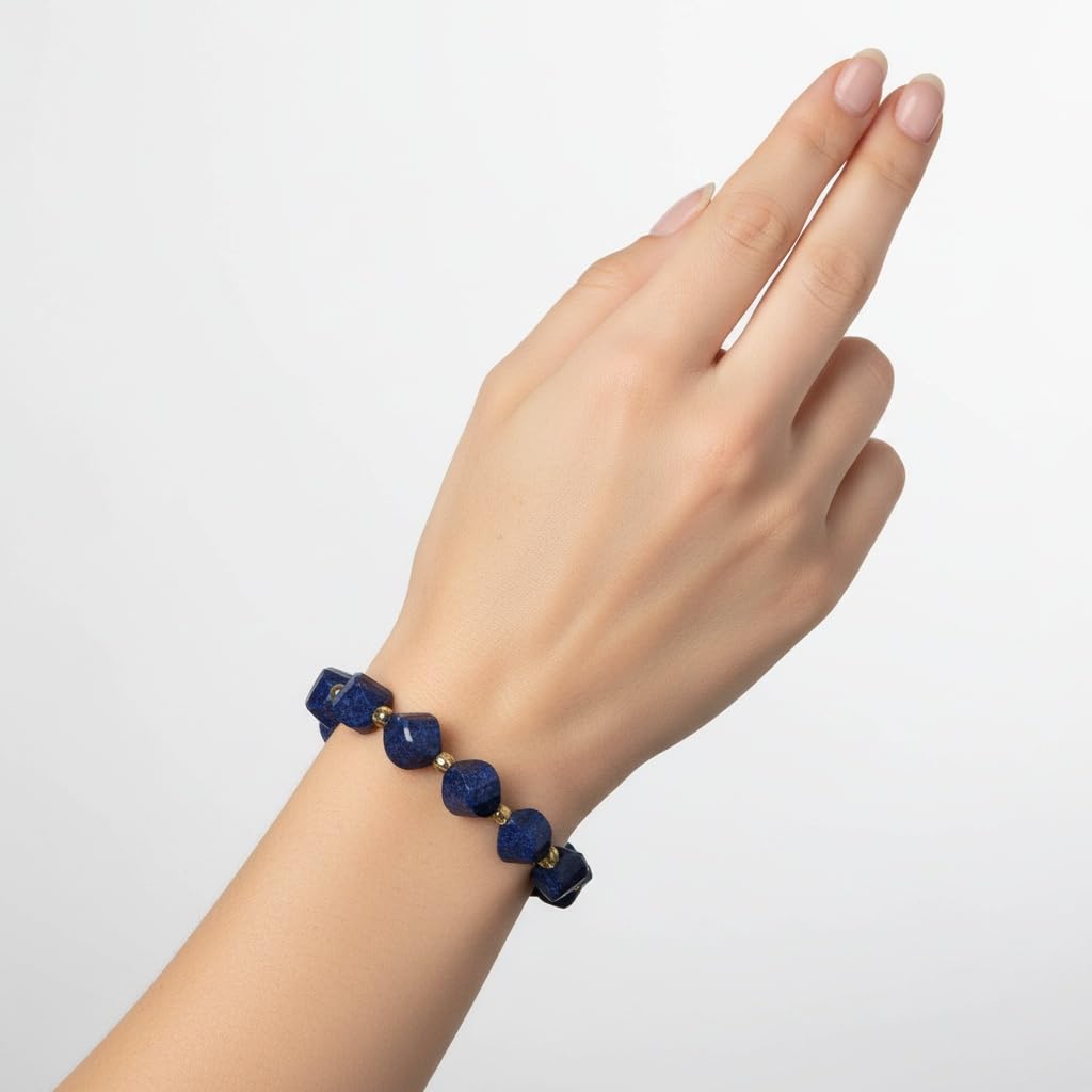Yochus 42pcs Natural Lapis Lazuli Stone Beads for Bracelet，2strands 6mm Facted Twist Loose Gemstone Beads for Jewelry Making DIY Craft Necklace Earring