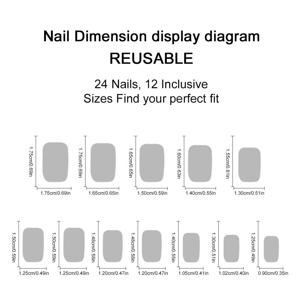 CTTHNBD Square Press on Nails Short - Flower Fake Nails with Gold Line Design - Spring, Glossy Full Cover Stick on False Nails for Women 24 Pcs