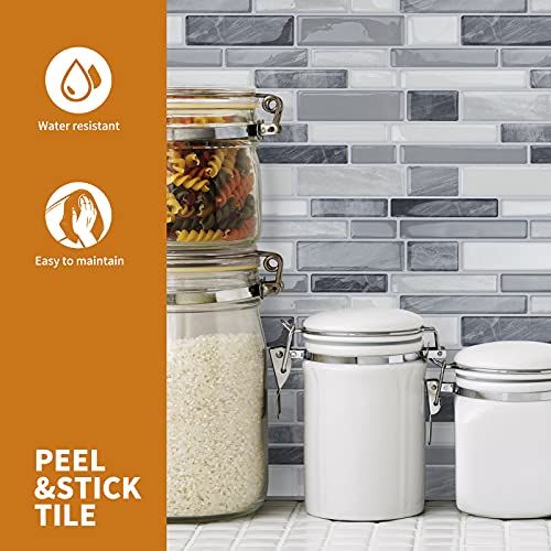 WOWSTAR 10-Sheet Peel and Stick Backsplash Tile for Kitchen Wall, Back Splash Stick On Tiles for Kitchen (12"x 12", Gray) - color: Gray