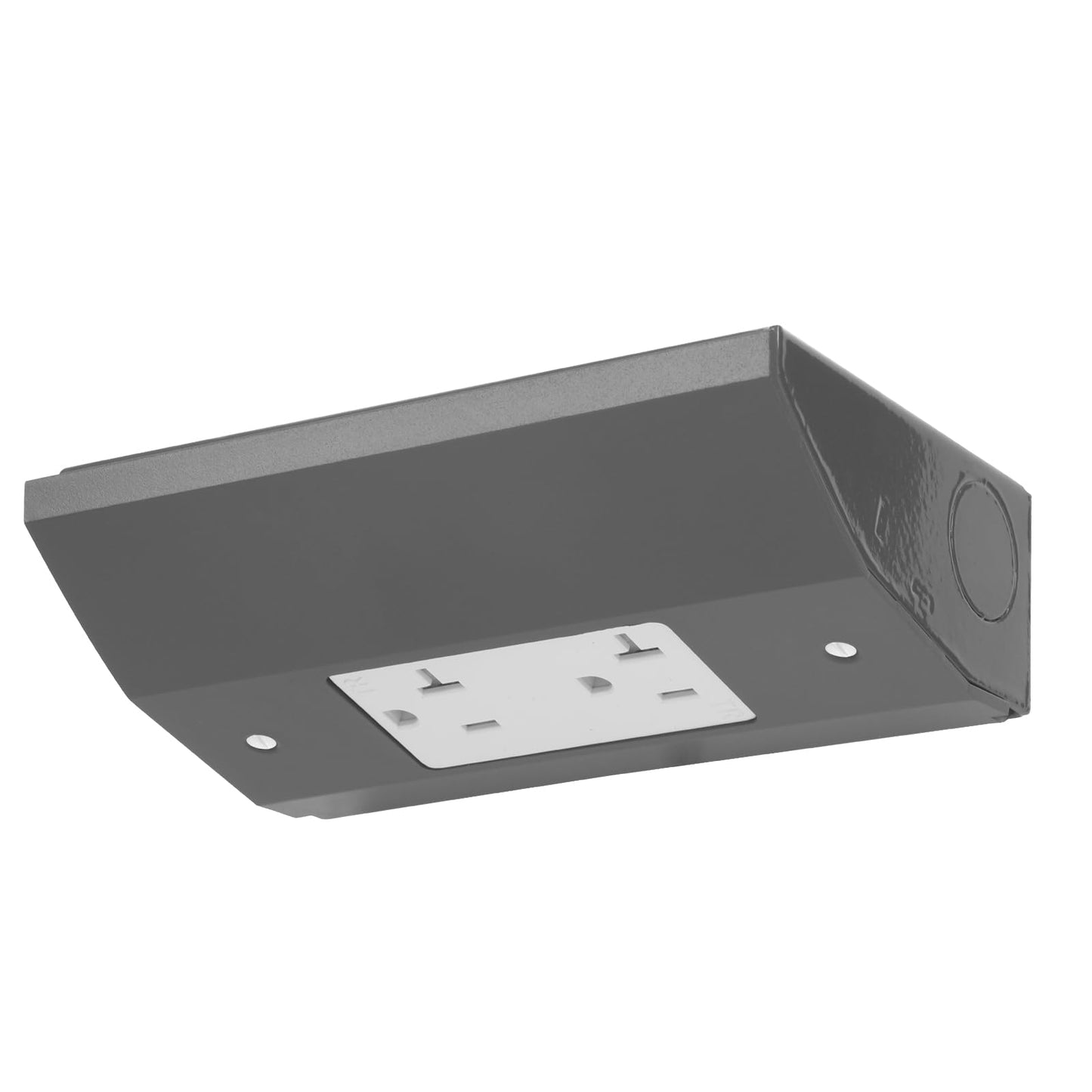 Under Cabinet Hidden Outlet Box – Slim Stainless Steel Design with Powder-Coated Finish, Easy to Install Electrical Solution for Kitchen, Garage, or Workspace
